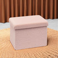 Pink Teddy‑Fur Foldable Storage Ottoman Cube