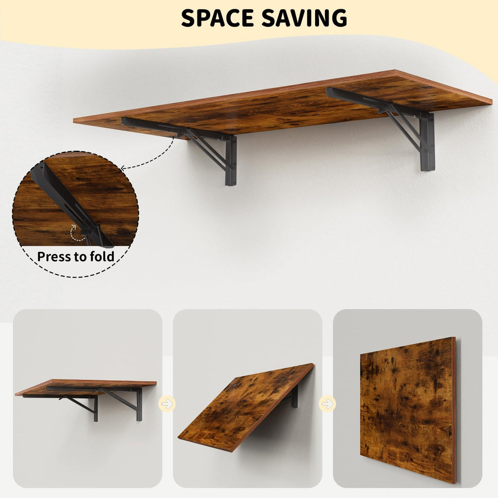 Rustic Brown Wall‑Mounted Folding Desk
