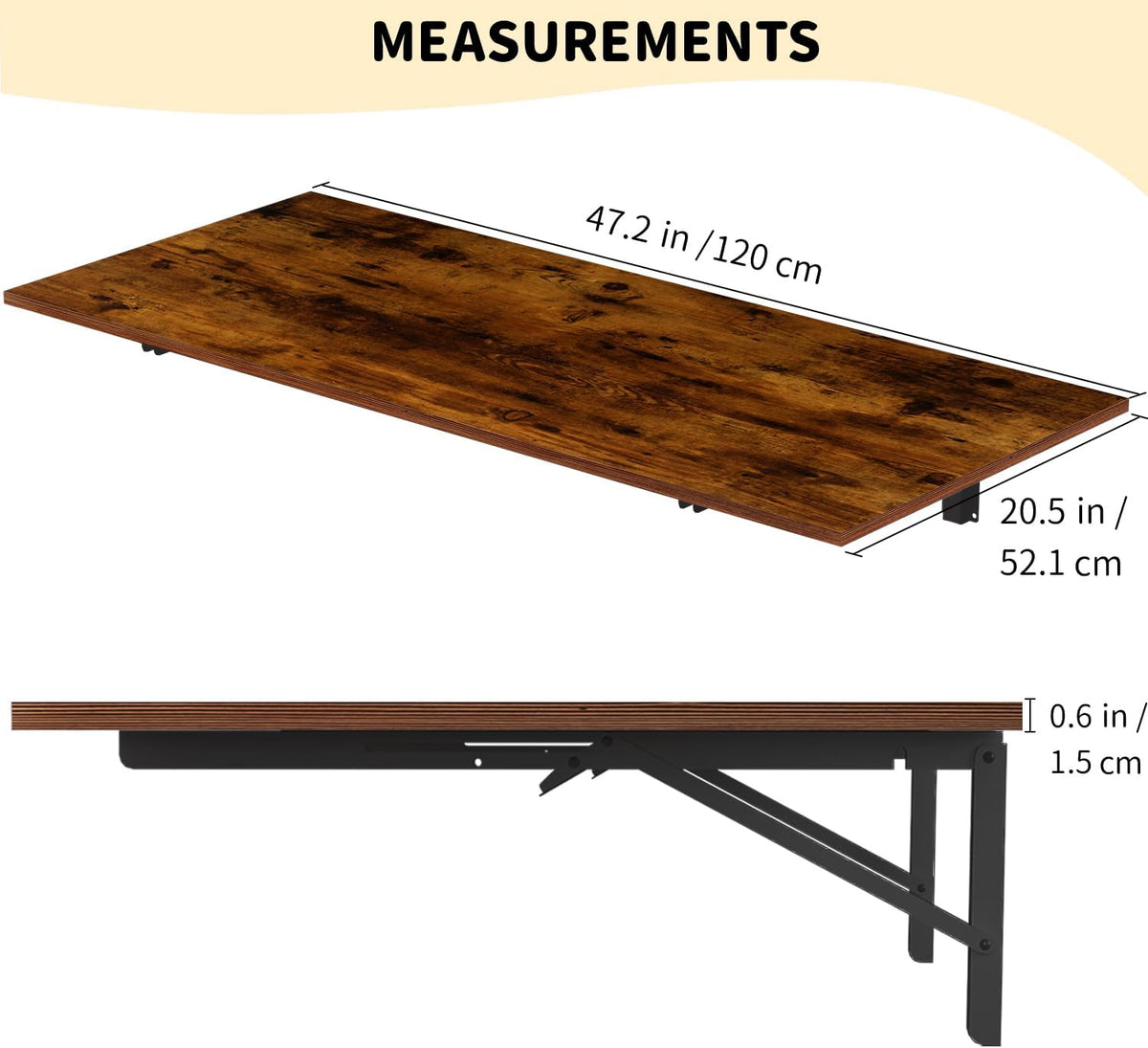 Rustic Brown Wall‑Mounted Folding Desk