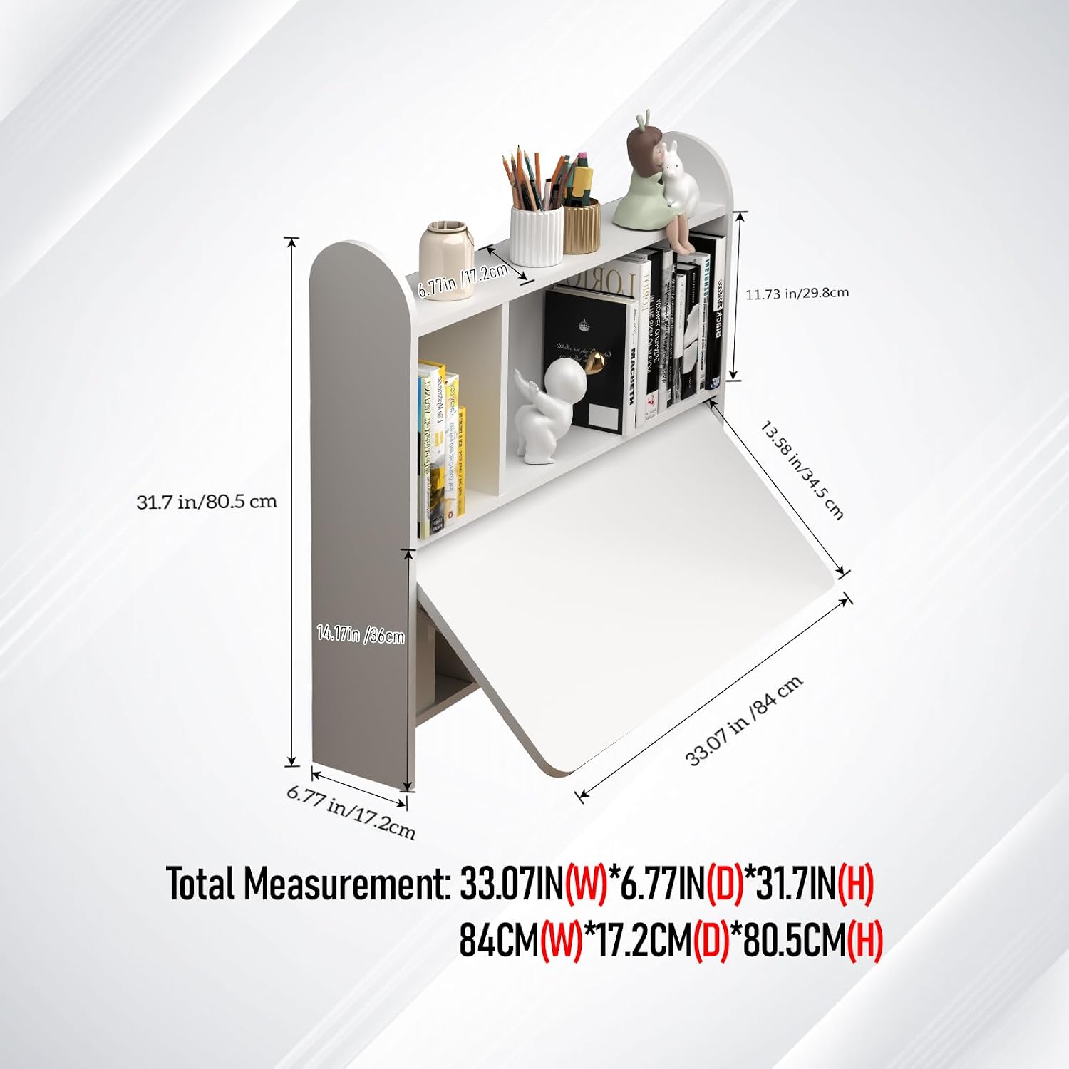 White Wall‑Mounted Folding Desk with Storage