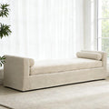 Beige Oversized Upholstered Chaise Lounge Bench