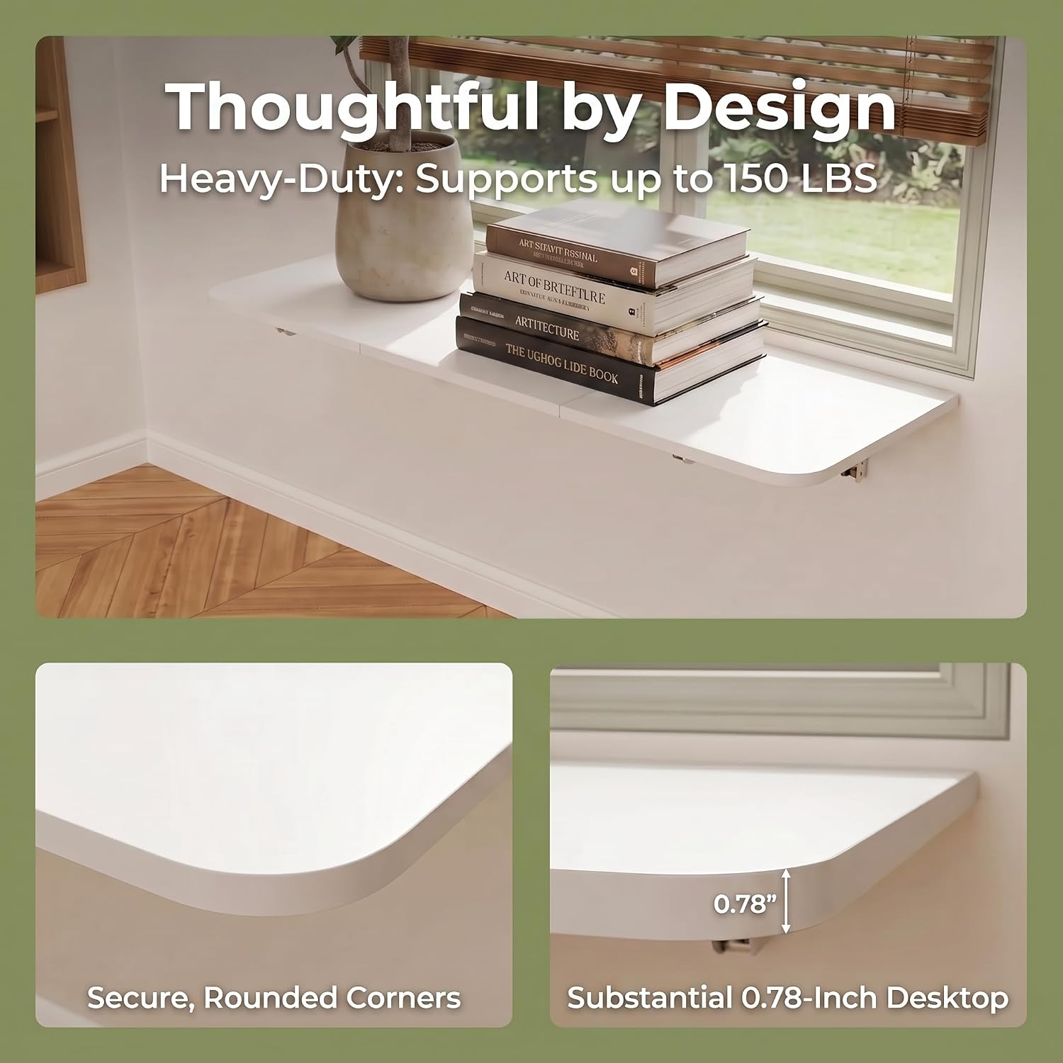 Heavy‑Duty Wall Mounted Folding Floating Desk