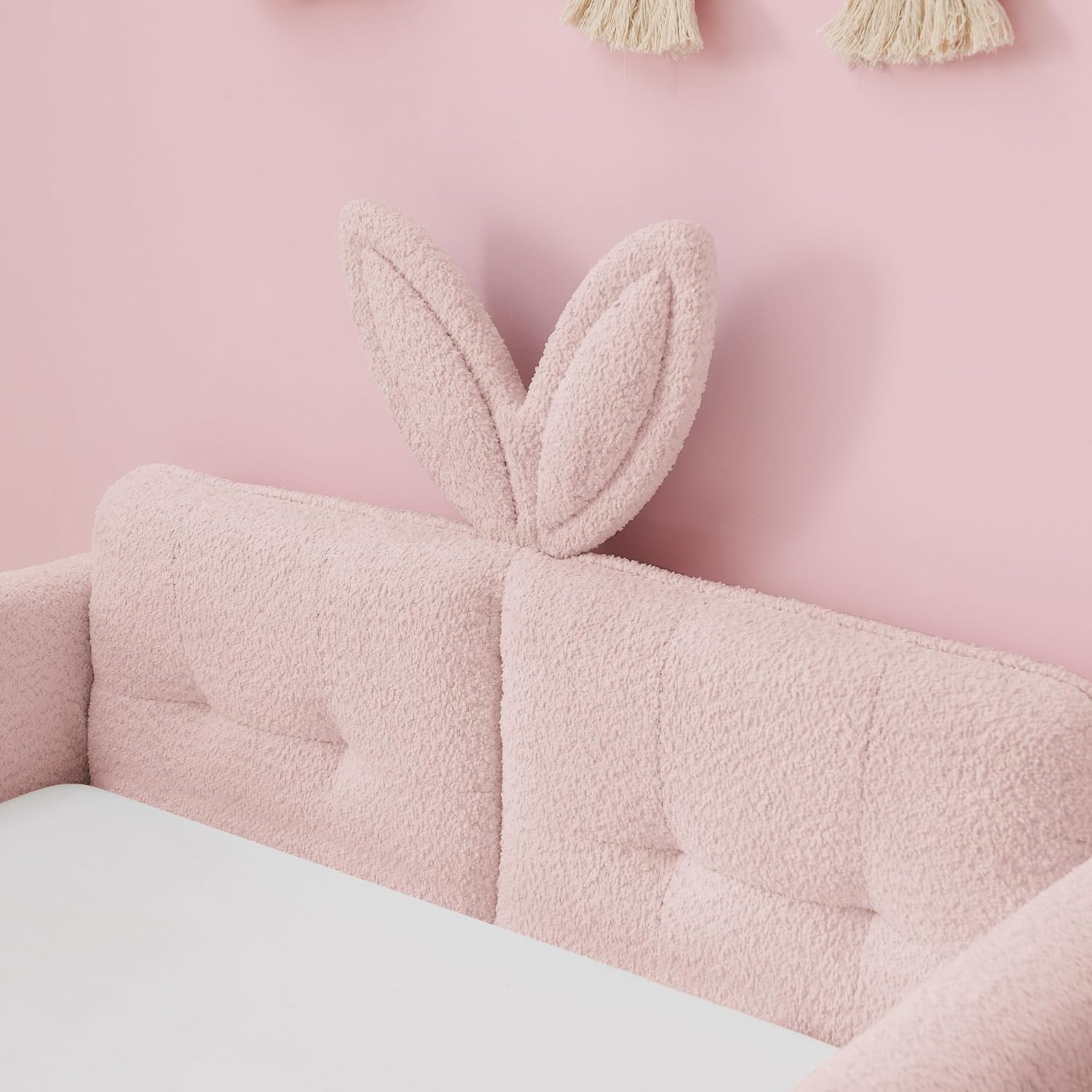 Pink Twin Upholstered Platform Bed Frame
