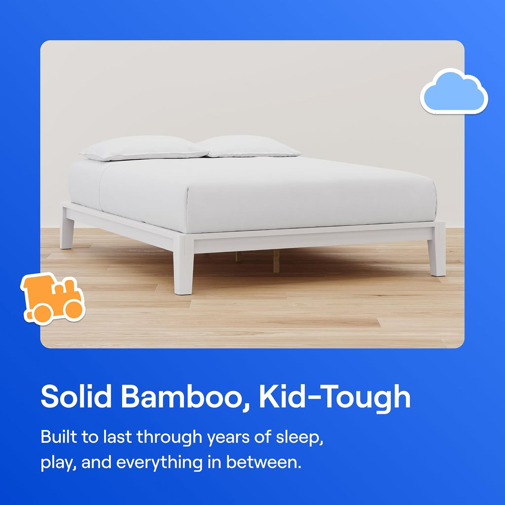 White Kids Twin Bamboo Platform Bed Frame