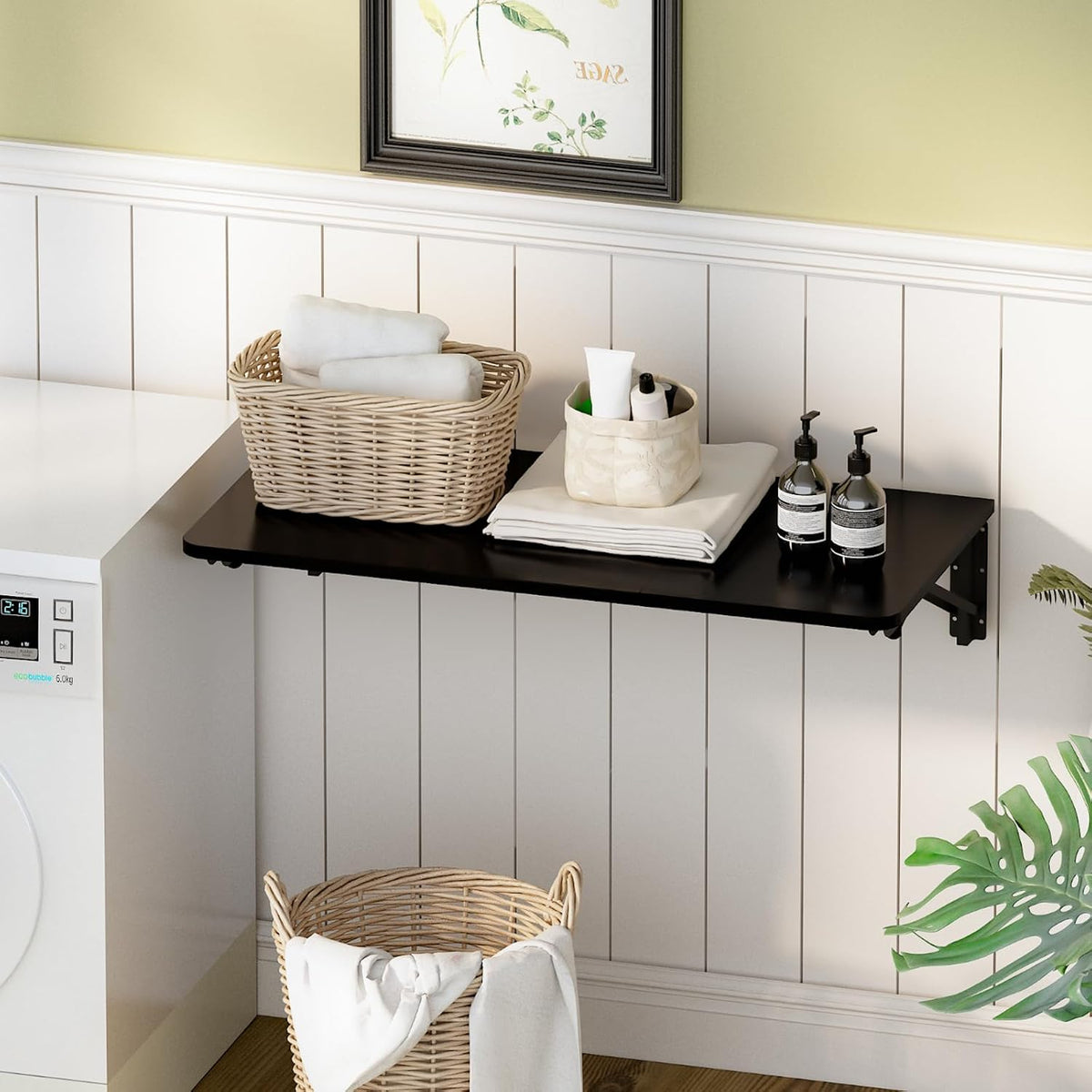 Black Heavy‑Duty Wall‑Mounted Folding Desk
