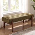 Green Chenille Upholstered Accent Bench