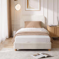 Cream Boucle Kids Twin Cloud Platform Bed Frame