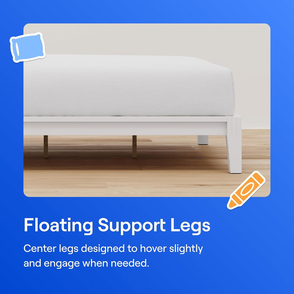 White Kids Twin Bamboo Platform Bed Frame