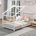 White Kids Twin Wood House Bed Frame