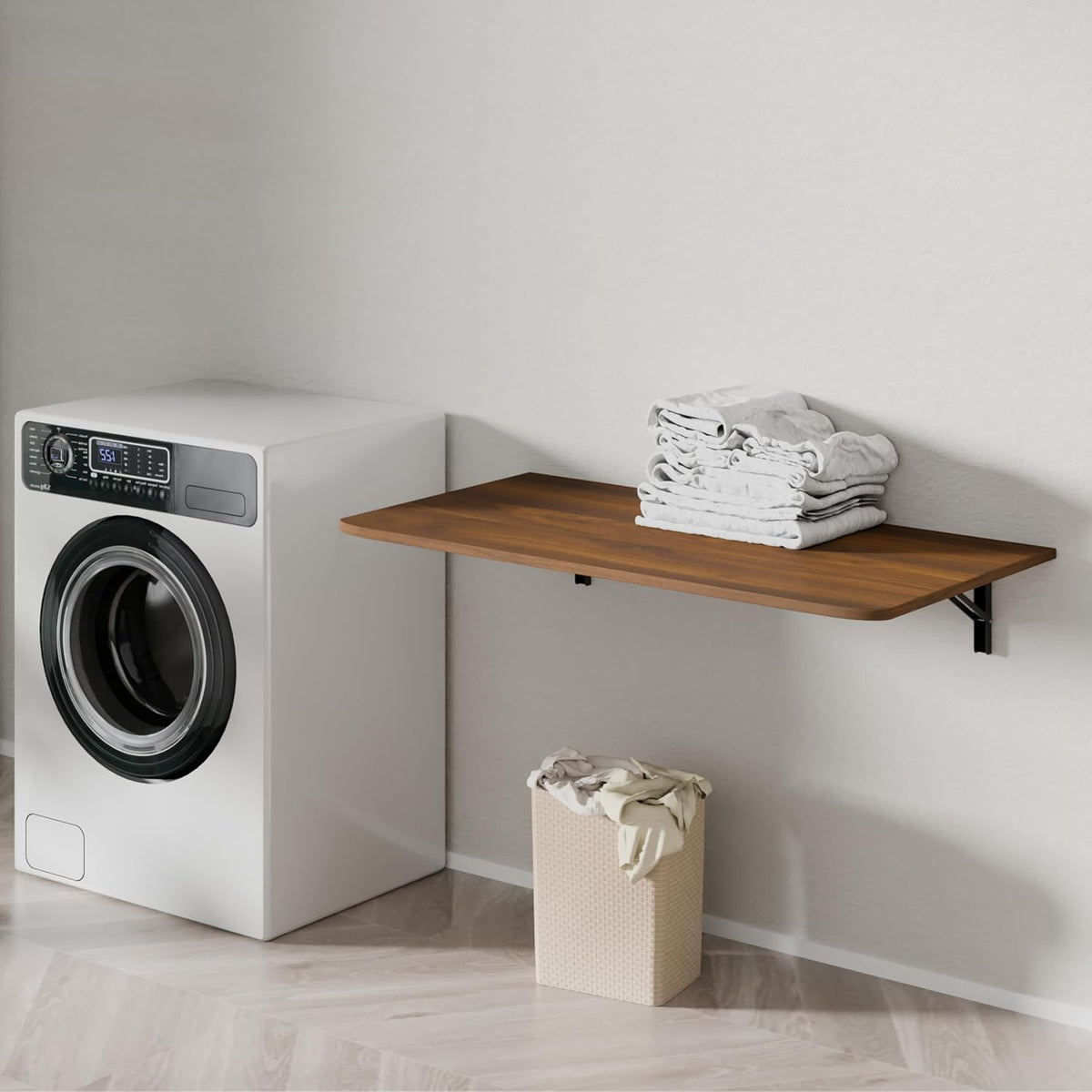 Wall‑Mounted Walnut Folding Floating Desk