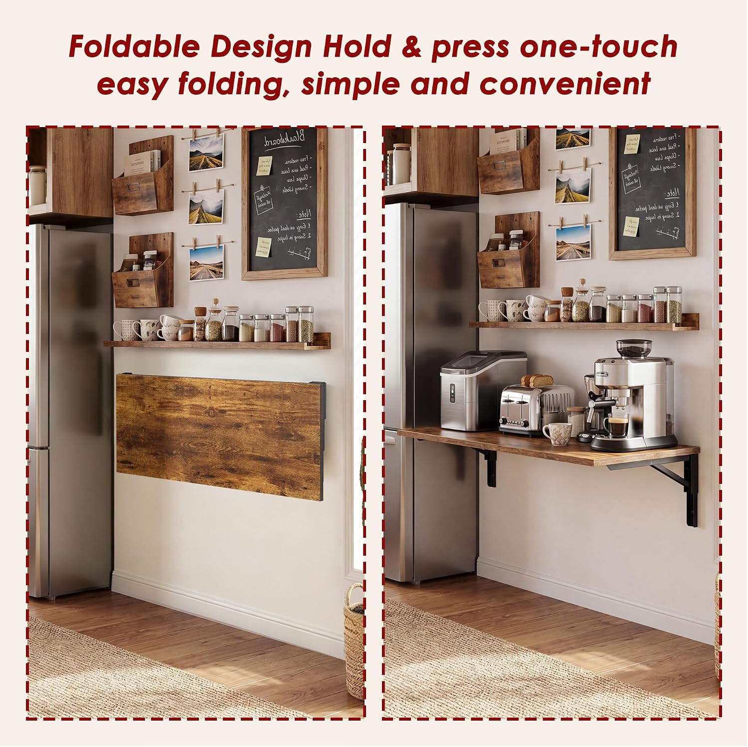Black Frame Wall‑Mounted Folding Desk