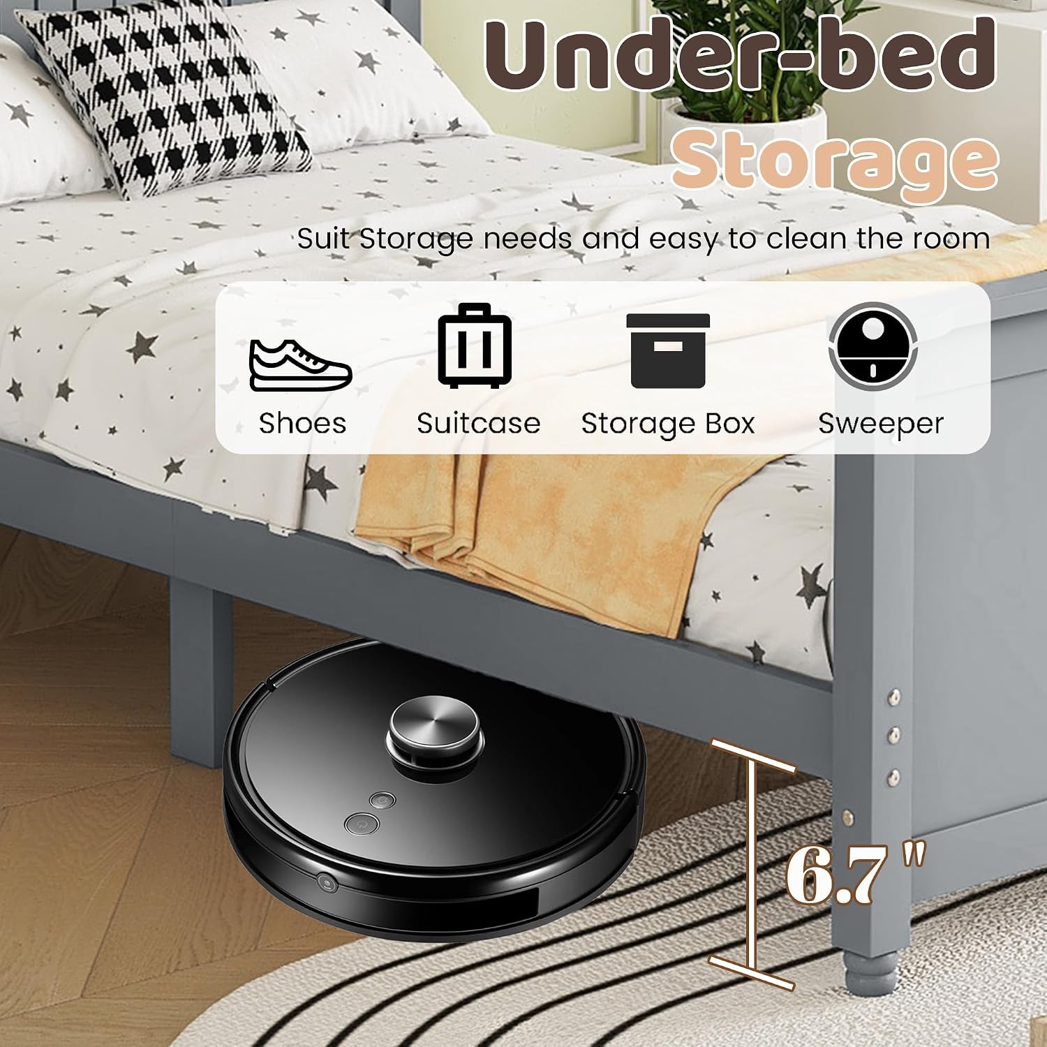 Grey Kids Full Wood Montessori Bed Frame