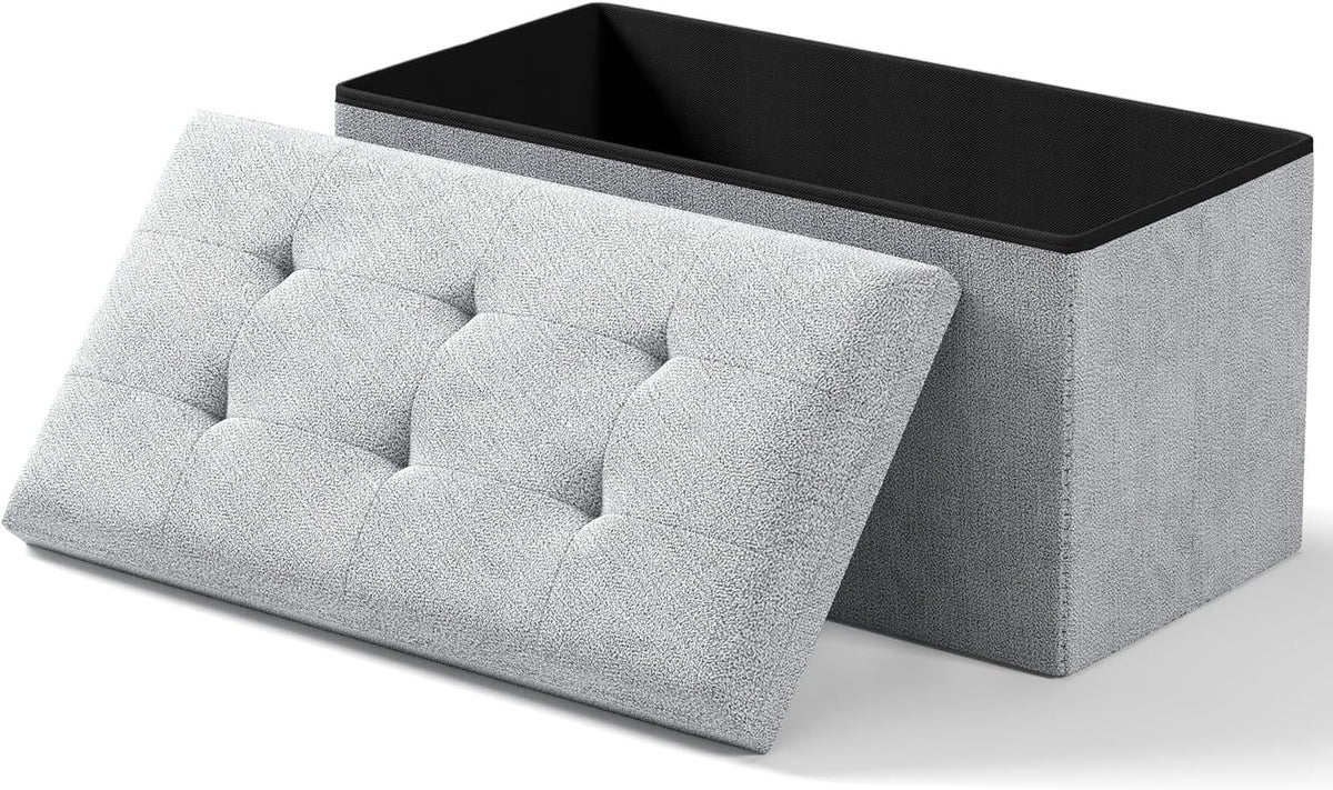 Dark Gray Folding Storage Ottoman Bench