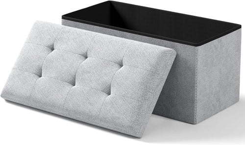 Dark Gray Folding Storage Ottoman Bench