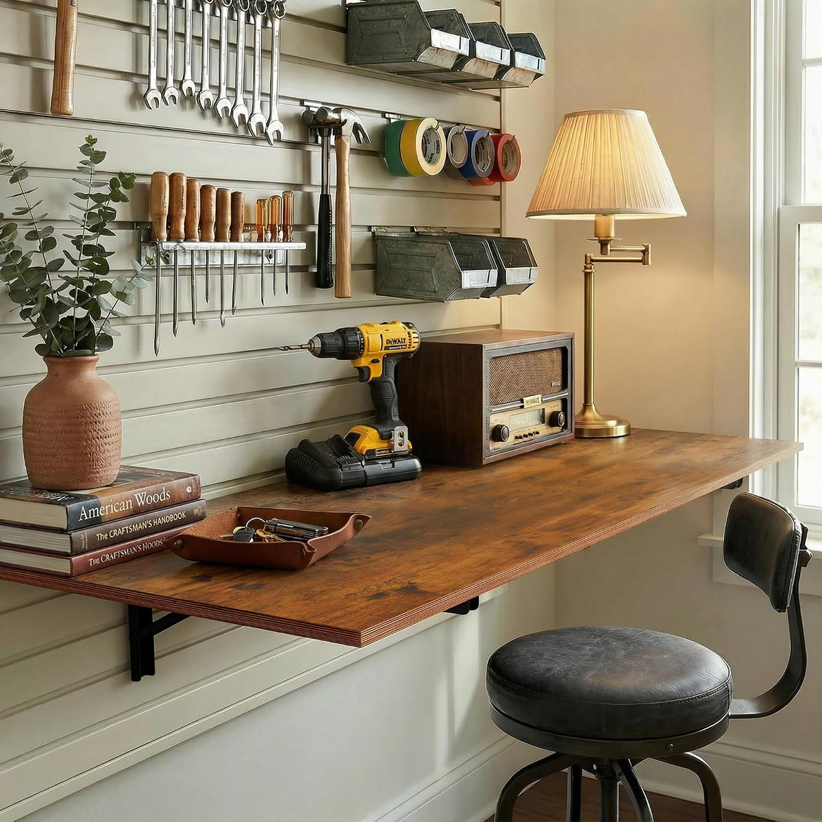 Rustic Brown Wall‑Mounted Folding Desk