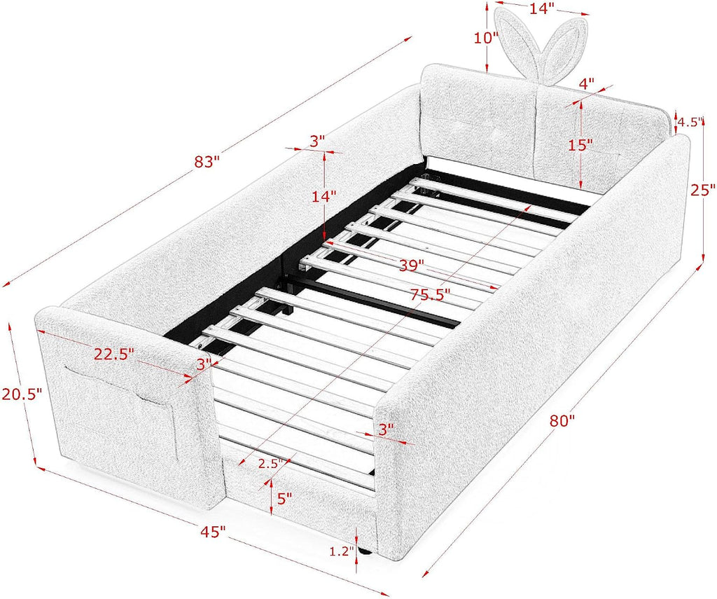 Pink Twin Upholstered Platform Bed Frame