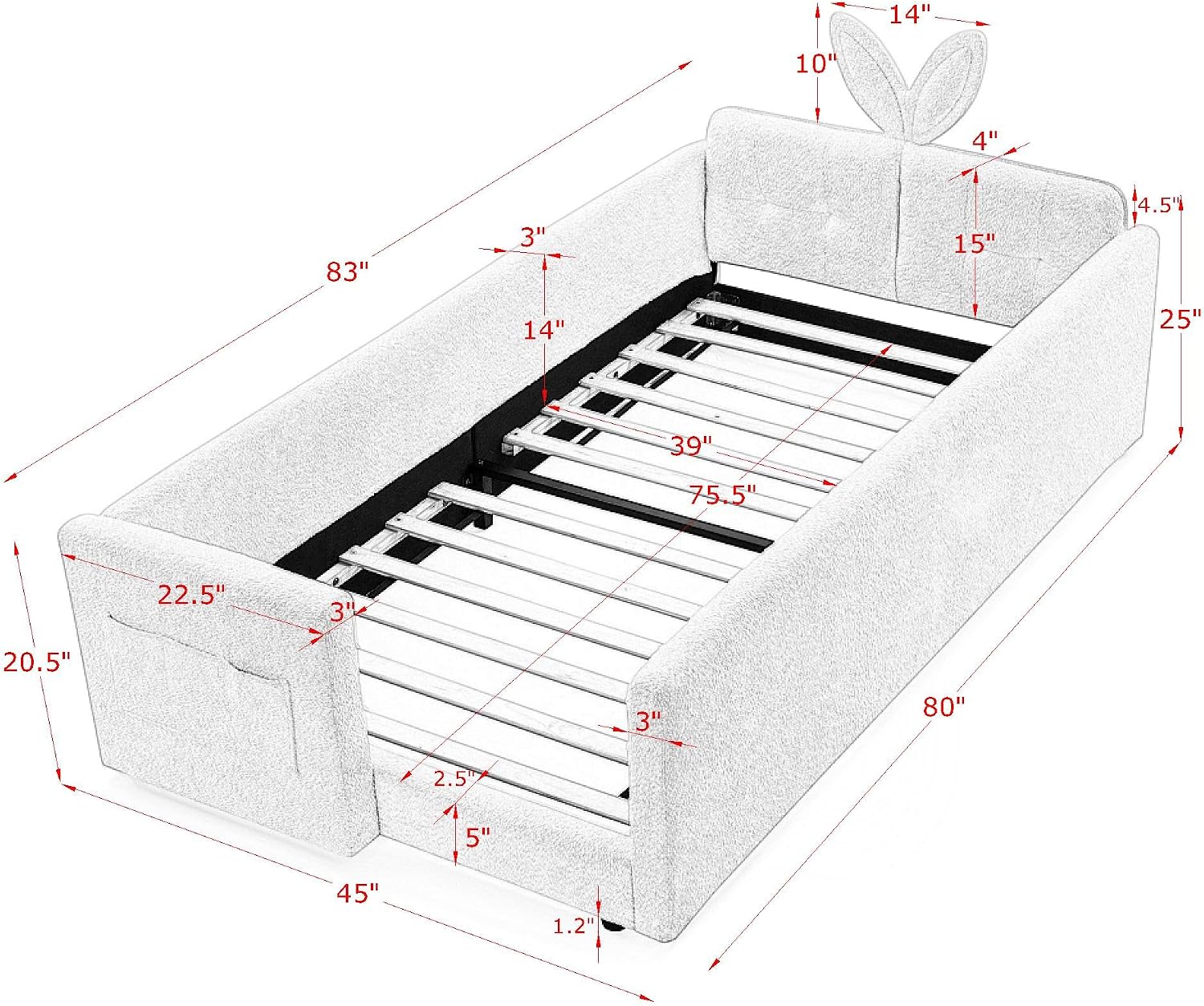 Pink Twin Upholstered Platform Bed Frame