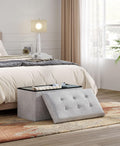 Dark Gray Folding Storage Ottoman Bench