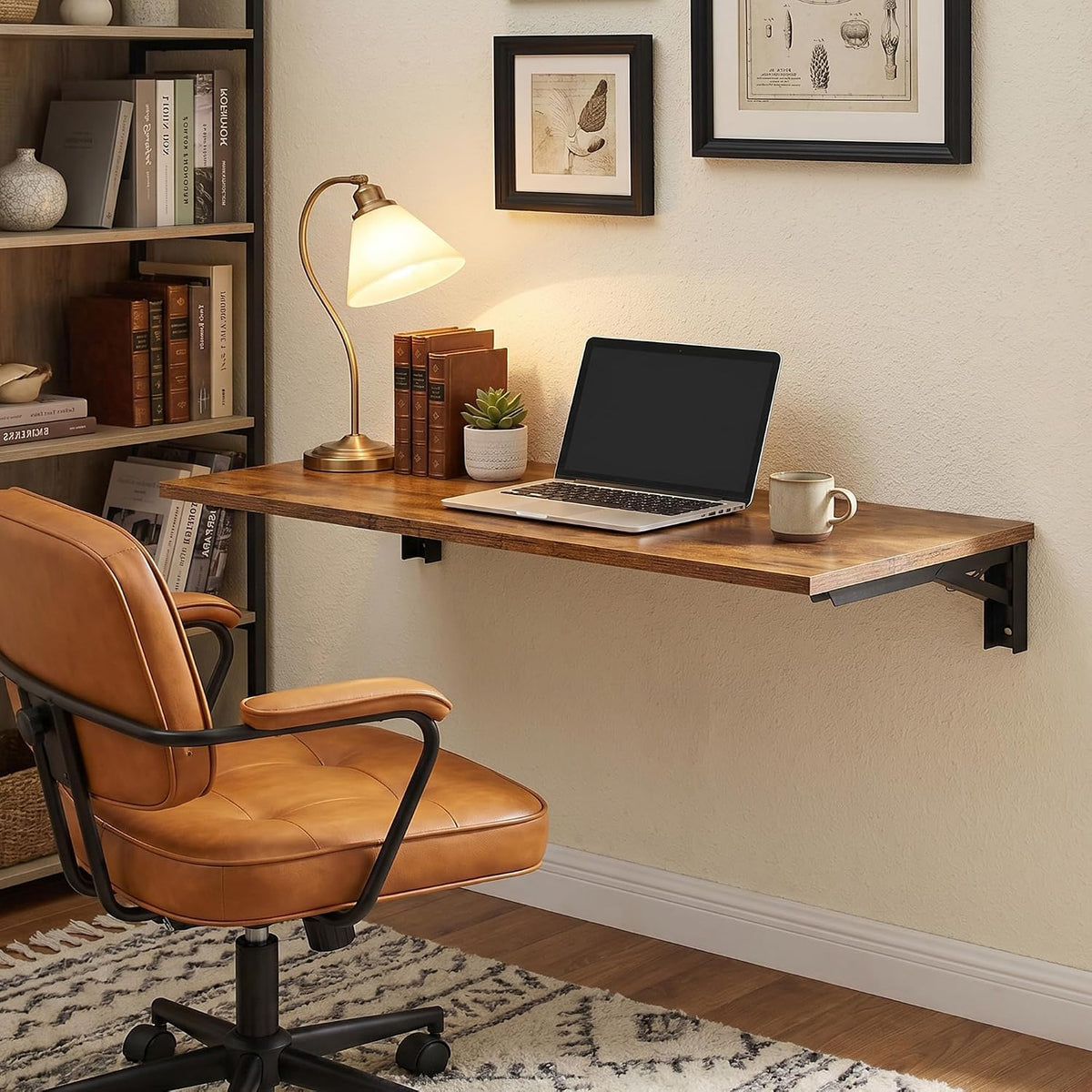 Black Frame Wall‑Mounted Folding Desk