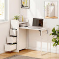 White Wall‑Mounted Foldable Desk with Storage & Outlet