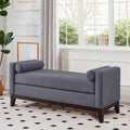 Dark Grey Boucle Ottoman Bench with Bolster Pillows