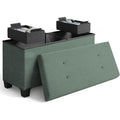 Green Fabric Folding Storage Ottoman Bench