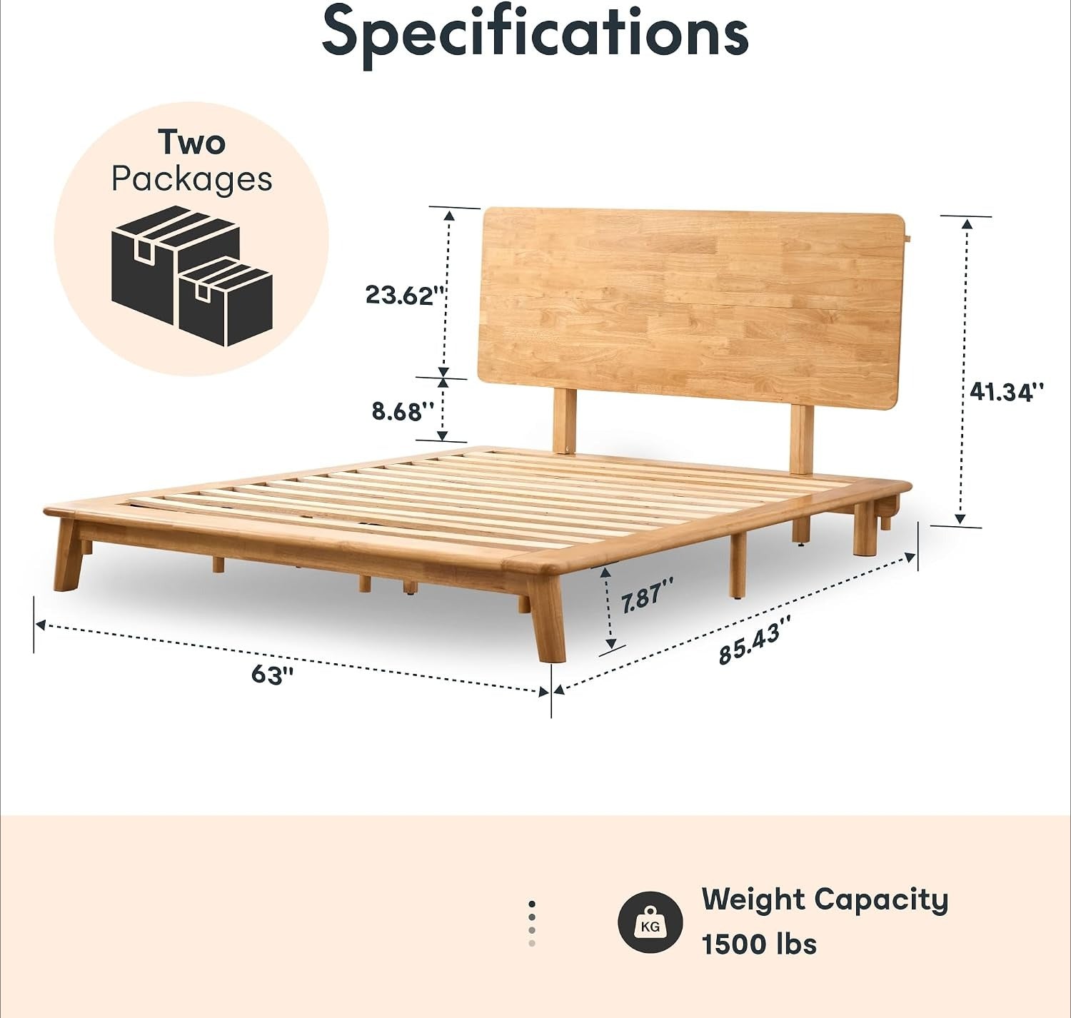 Queen Rubberwood Floating Platform Bed Frame