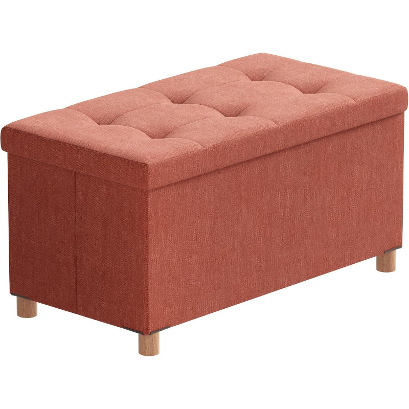 Orange Storage Ottoman Bench with Legs